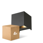 Multipack 4x D'Lite LED Wall Light Elingen Aluminium Black 4.9W 480lm - 830 Warm White | IP65